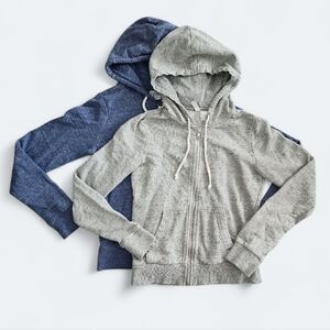 Set of 2: H&M Lightweight Zip-Up Hoodies - Heather Gray & Blue/Purple - Size XS​
